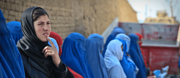 Afghan woman staring